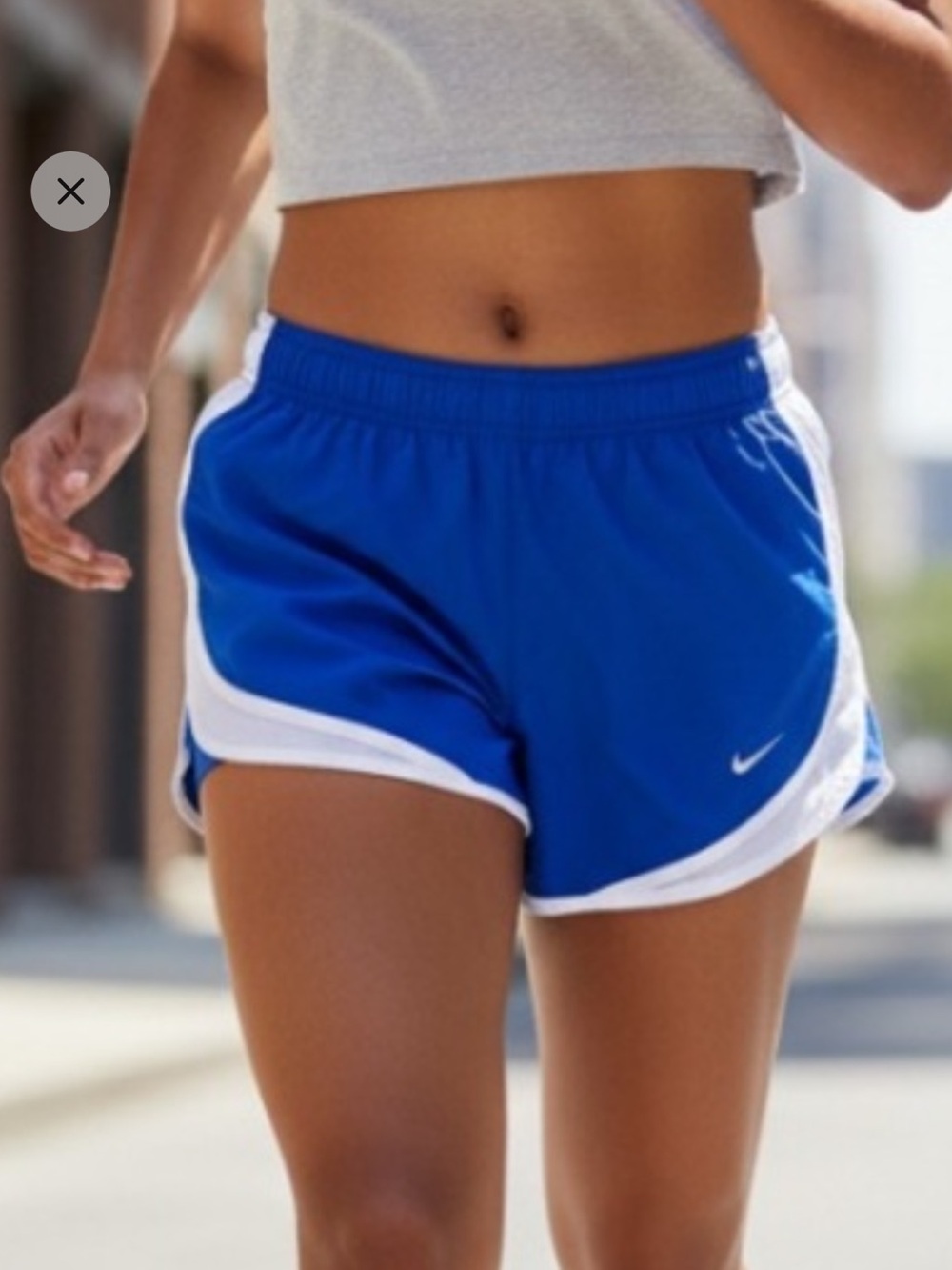 Nike Girls’ Dry Tempo Blue and White Shorts with Built-in Liner - size S